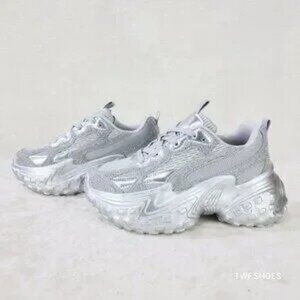 Cush Sparkle Sport Rhinestone Comfy Platform Light Weight Sneakers Silver D